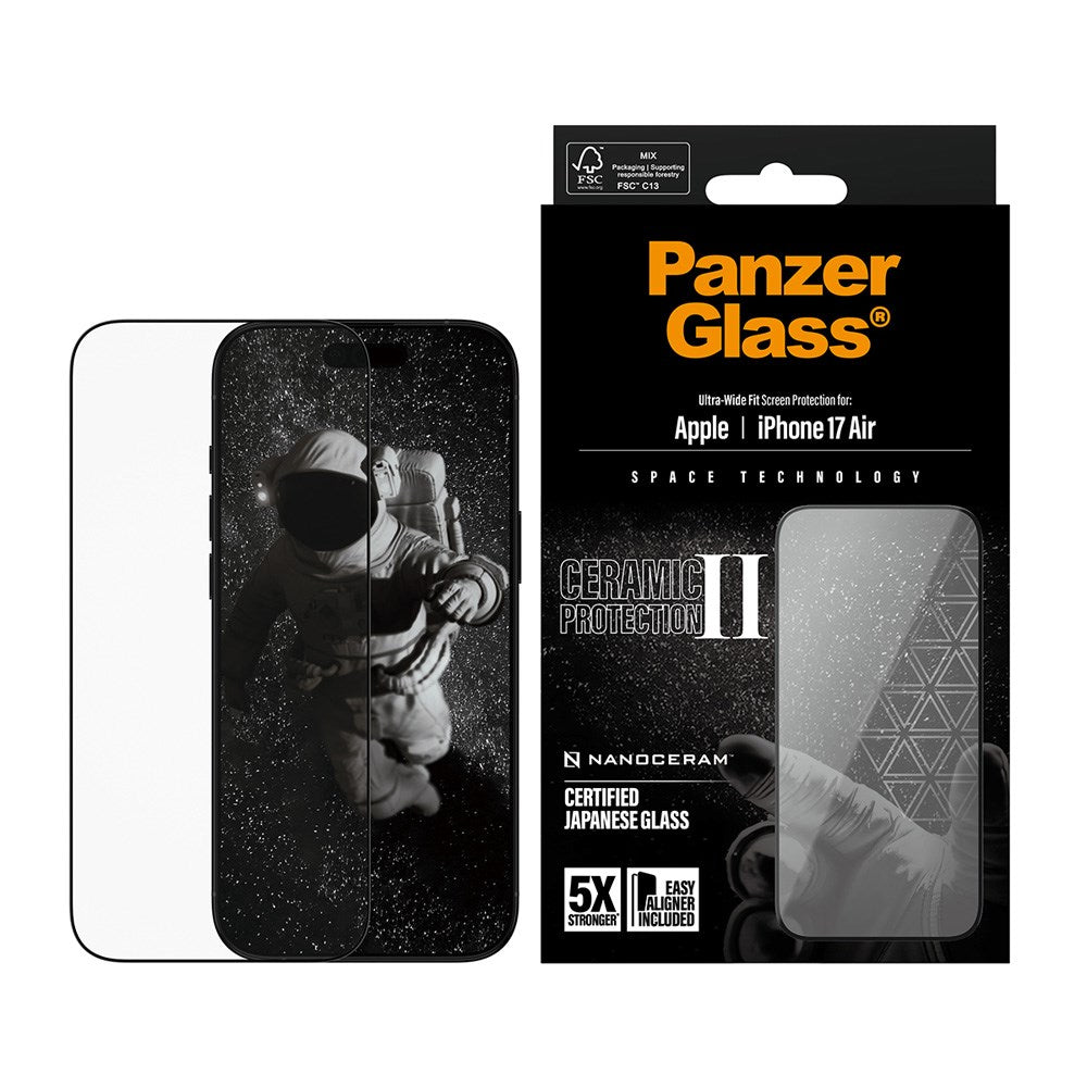 PanzerGlass iPhone Air Ceramic Skjermbeskyttelse med EasyAligner - Ultra Wide Fit - Gjennomsiktig