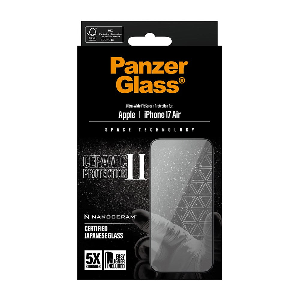 PanzerGlass iPhone Air Ceramic Skjermbeskyttelse med EasyAligner - Ultra Wide Fit - Gjennomsiktig