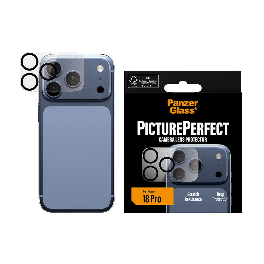 iPhone 18 Pro PanzerGlass PicturePerfect Kameralinsebeskytter - Gjennomsiktig / Svart