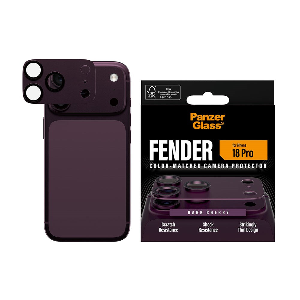 iPhone 18 Pro PanzerGlass FENDER Kameralinsebeskyttelse - Dark Cherry