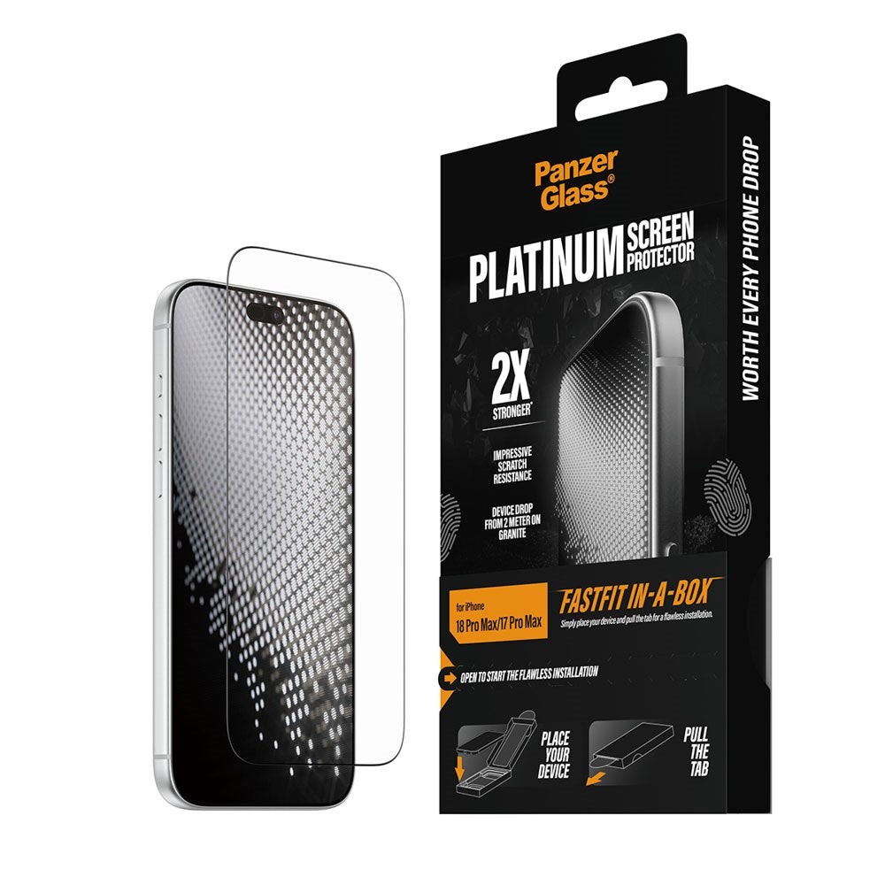 iPhone 18 Pro Max / 17 Pro Max PanzerGlass Screen Protector with FastFit-In-A-Box - Gjennomsiktig