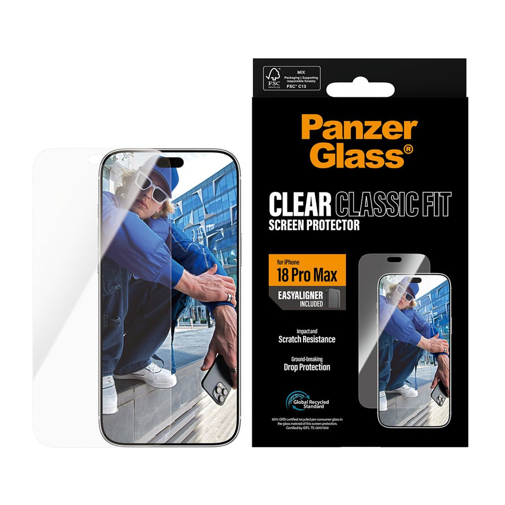 iPhone 18 Pro Max PanzerGlass Skjermbeskytter Classic Fit med EasyAligner – Gjennomsiktig