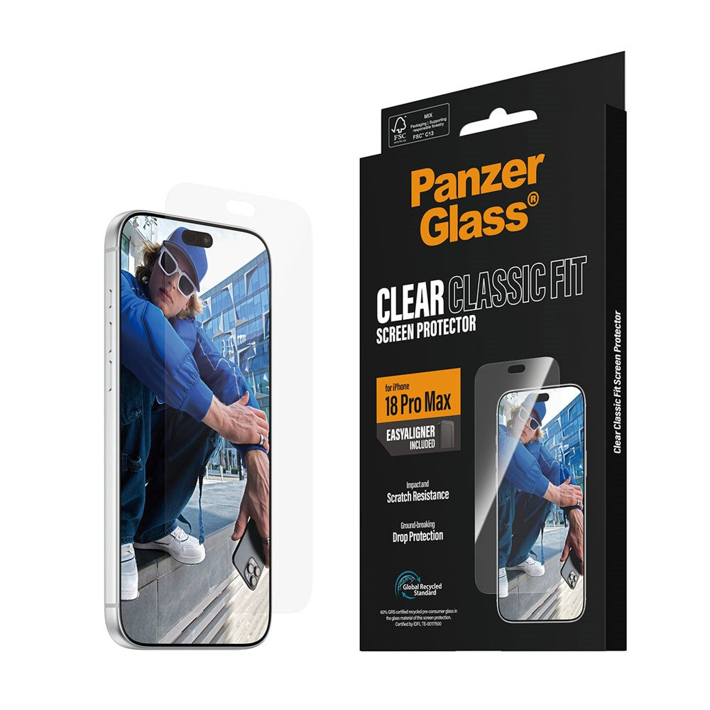 iPhone 18 Pro Max PanzerGlass Skjermbeskytter Classic Fit med EasyAligner – Gjennomsiktig