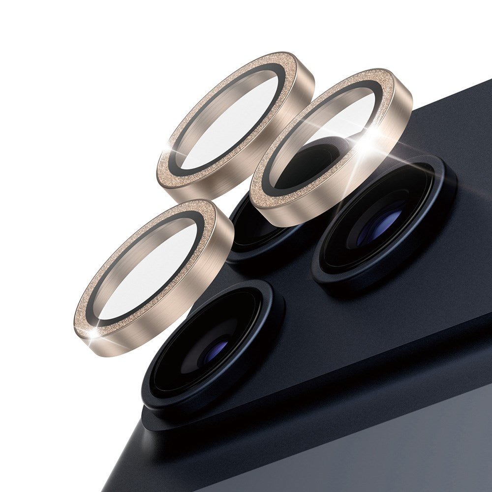 PanzerGlass iPhone 17 Pro / 17 Pro Max / 16 Pro / 16 Pro Max Hoops Kameralinsebeskyttelse med Installasjonsramme - Glitter Gull