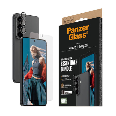 Samsung Galaxy S26 PanzerGlass Hoops 2-in-1 Bundle med EasyAligner / Skjermbeskyttelse (UWF) / Hoops Kamerabeskyttelse - Gjennomsiktig