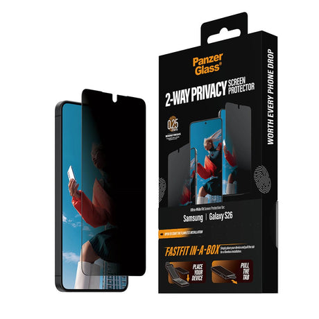 Samsung Galaxy S26 PanzerGlass 2-Way Privacy Skjermbeskyttelse med FastFit In-A-Box - Gjennomsiktig