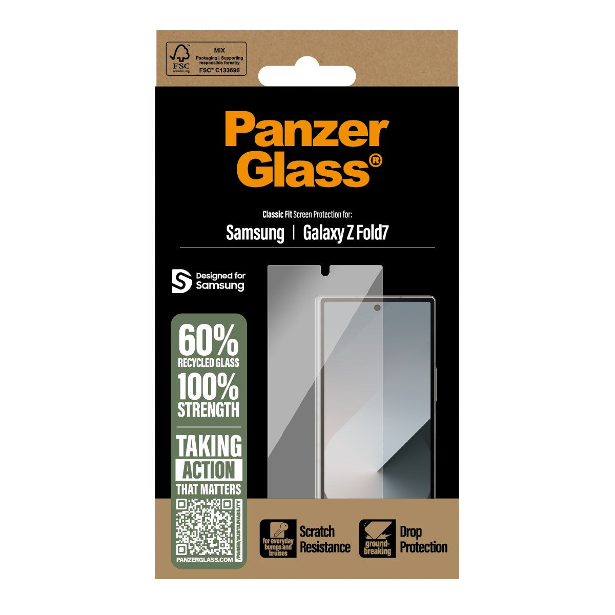 PanzerGlass Samsung Galaxy Z Fold7 Ultra-Wide Fit Skjermbeskyttelsesglass - Gjennomsiktig