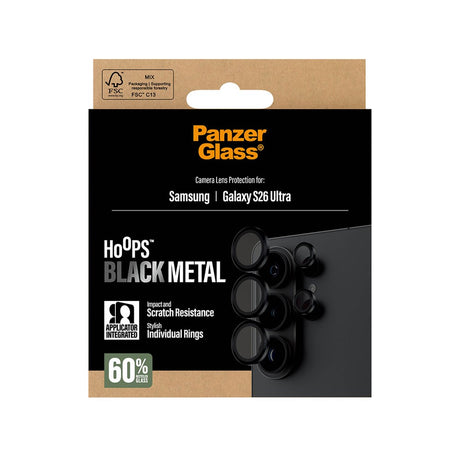 Samsung Galaxy S26 Ultra PanzerGlass Hoops - Kamerabeskyttelse - Gjennomsiktig / Svart