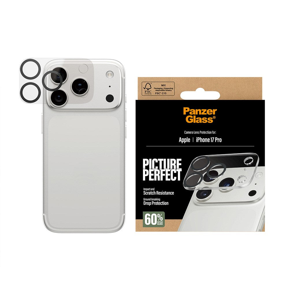 PanzerGlass iPhone 17 Pro PicturePerfect Kameralinsebeskytter - Gjennomsiktig / Svart