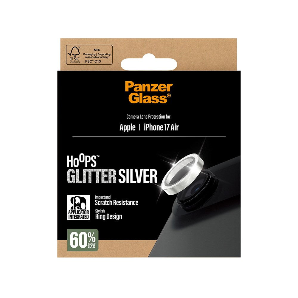 PanzerGlass iPhone Air Hoops Kameralinsebeskyttelse med Installasjonsramme - Glitter Sølv