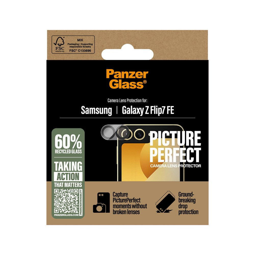 PanzerGlass Samsung Galaxy Z Flip7 FE PicturePerfect Kameralinsebeskytter - Gjennomsiktig / Svart