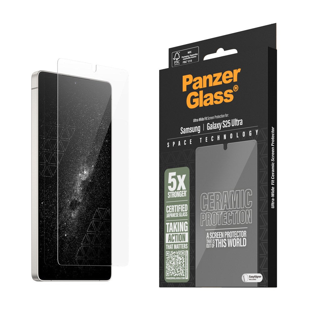 PanzerGlass Samsung Galaxy S25 Ultra - Ultra-Wide Fit Ceramic  Skjermbeskyttelsesglass - Gjennomsiktig