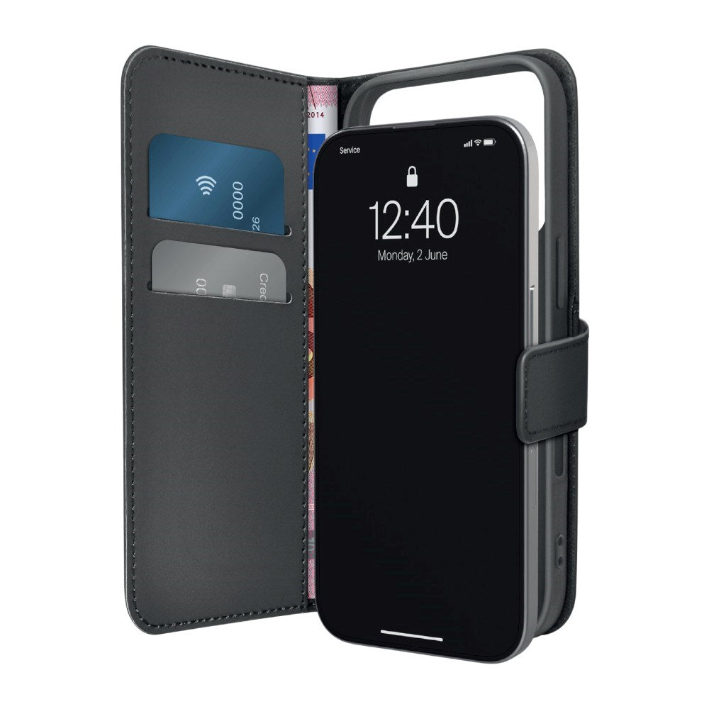 iPhone 18 Pro Max PURO Eco-Leather Flip Deksel m. Kortholder & Stativfunksjon – Svart