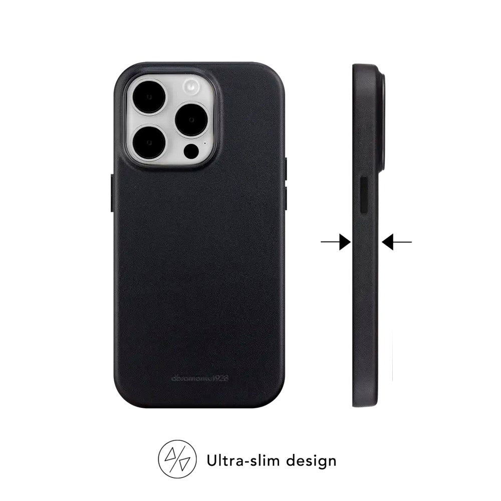 dbramante1928 iPhone 15 Pro Roskilde Deksel - 100 % Ekte Skinn - MagSafe-Kompatibel - Black