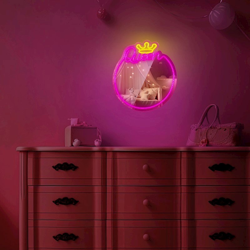 Forever Light LED Neon Lys Speil - "Queen"