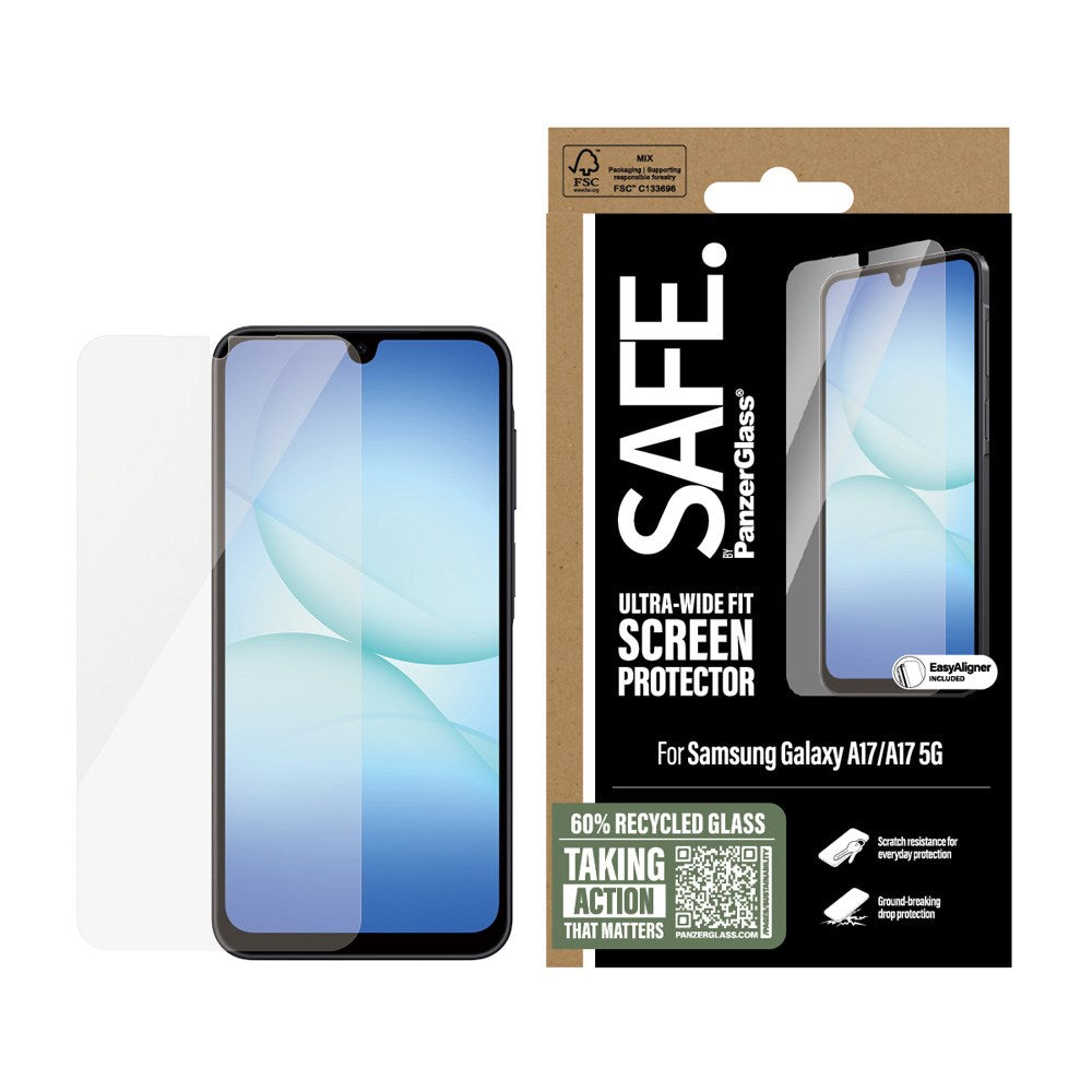 SAFE by PanzerGlass Samsung Galaxy A17 (5G) Ultra-Wide Fit Skjermbeskyttelsesglass - Gjennomsiktig