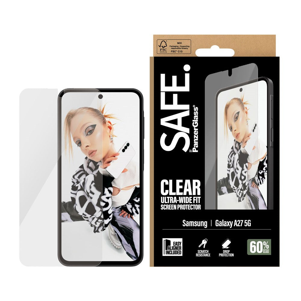 Samsung Galaxy A27 SAFE by PanzerGlass Ultra-Wide Fit Skjermbeskyttelsesglass med EasyAligner - Gjennomsiktig