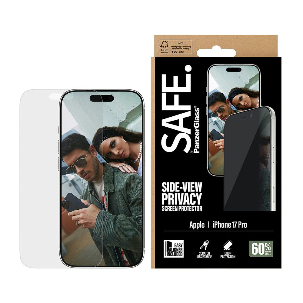SAFE by PanzerGlass iPhone 17 Pro Ultra-Wide Fit Skjermbeskyttelsesglass - Privacy Funksjon - Gjennomsiktig