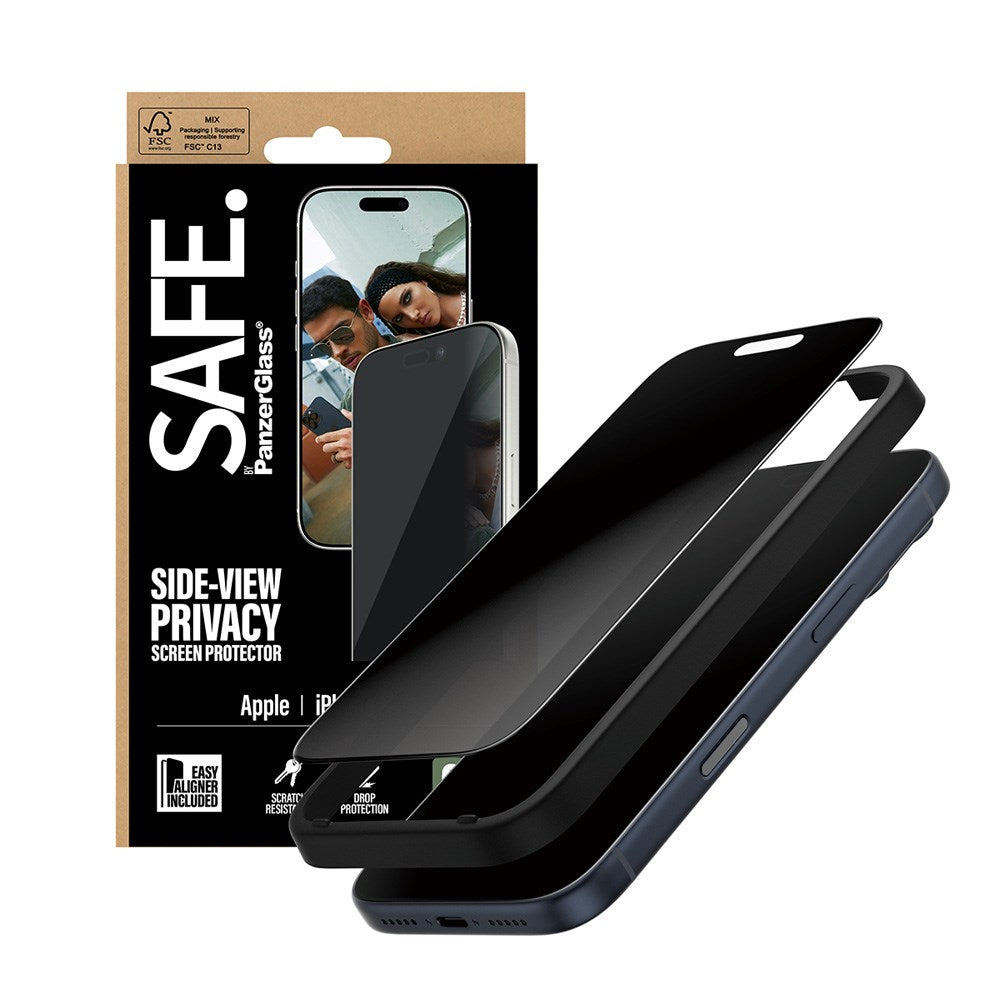 SAFE by PanzerGlass iPhone 17 Pro Ultra-Wide Fit Skjermbeskyttelsesglass - Privacy Funksjon - Gjennomsiktig