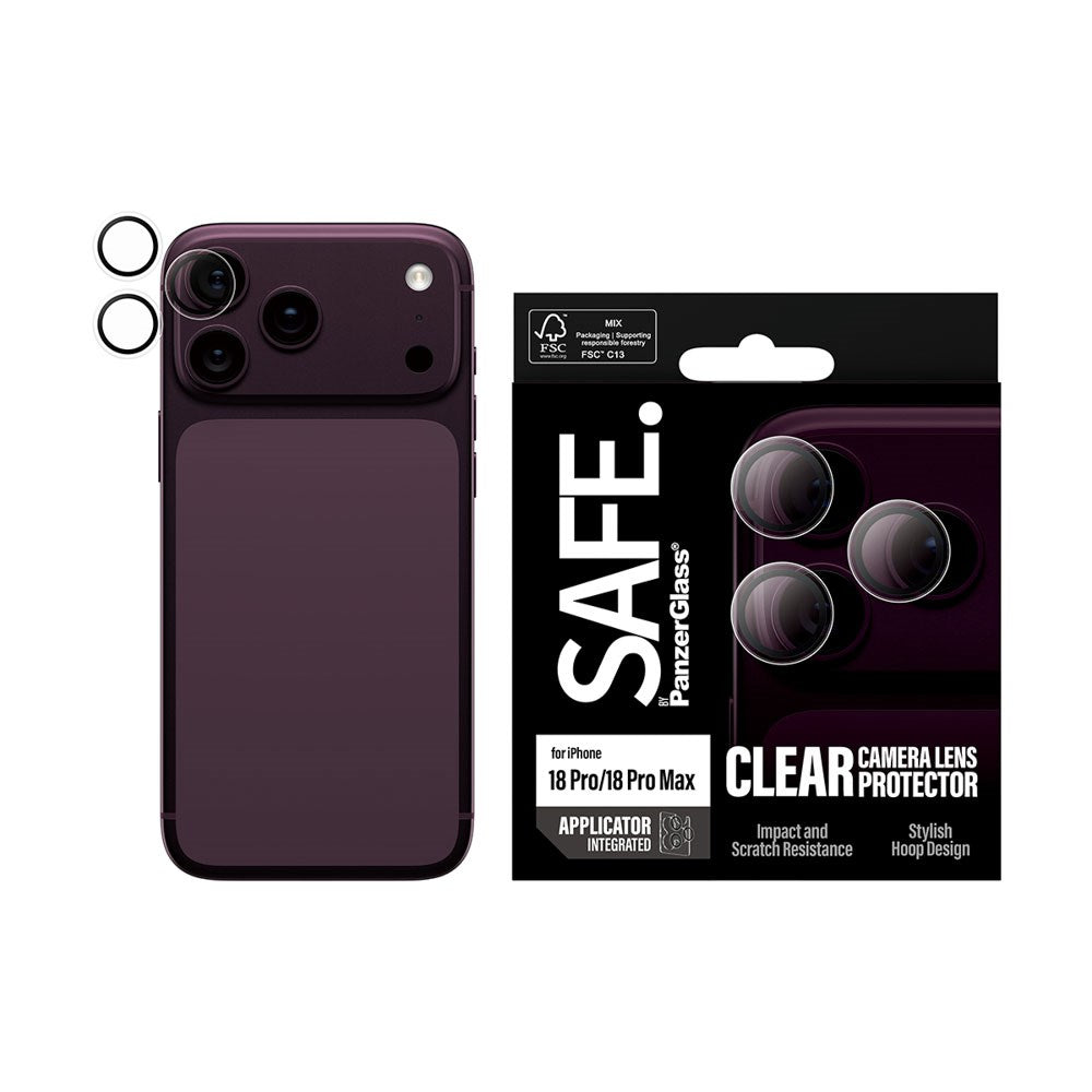 iPhone 18 Pro / Pro Max Safe By PanzerGlass Kamerabeskyttelse - Resirkulert glass - Gjennomsiktig