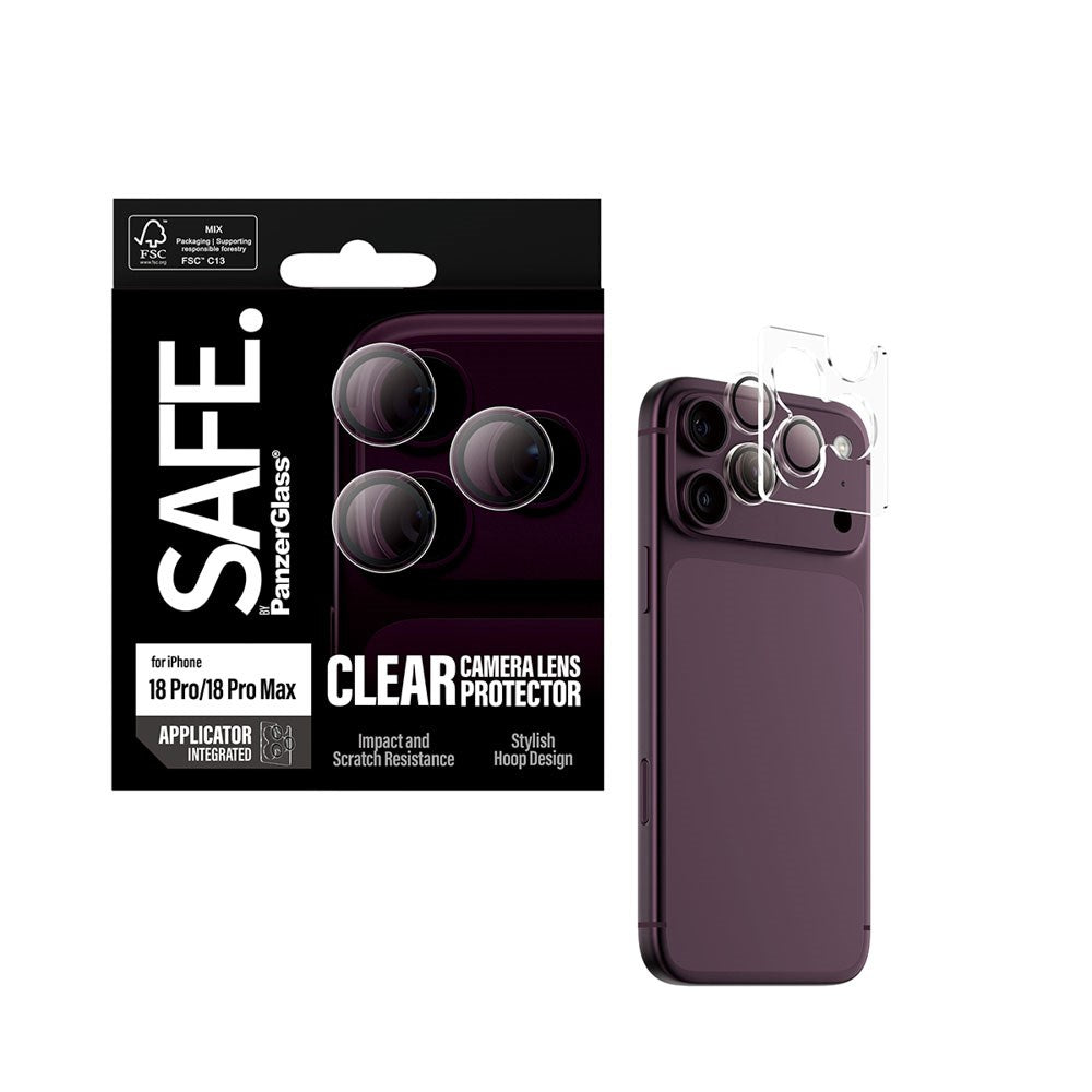 iPhone 18 Pro / Pro Max Safe By PanzerGlass Kamerabeskyttelse - Resirkulert glass - Gjennomsiktig