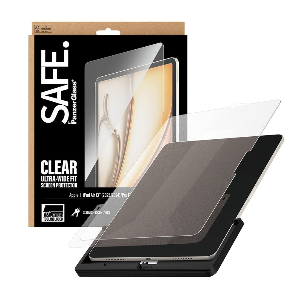 SAFE by PanzerGlass iPad Air 13" (2026 / 2025 / 2024) / Pro 13" (2025 / 2024) Ultra-Wide Fit Skjermbeskyttelsesglass m. Installasjonsramme - Gjennomsiktig