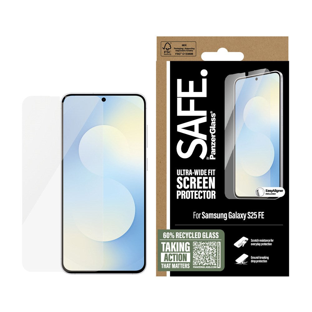 SAFE by PanzerGlass Samsung Galaxy S25 FE Ultra-Wide Fit Skjermbeskyttelsesglass - Gjennomsiktig