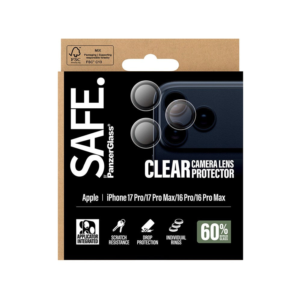 Safe by PanzerGlass iPhone 17 Pro / 17 Pro Max / 16 Pro / 16 Pro Max Kameralinsebeskyttelse - Gjennomsiktig / Svart