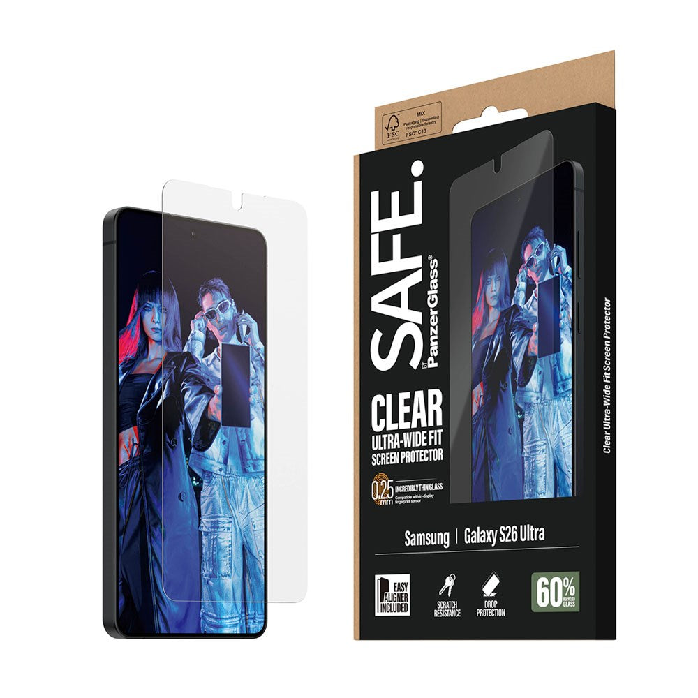 Samsung Galaxy S26 Ultra SAFE by PanzerGlass Ultra-Wide Fit Skjermbeskyttelsesglass - Gjennomsiktig