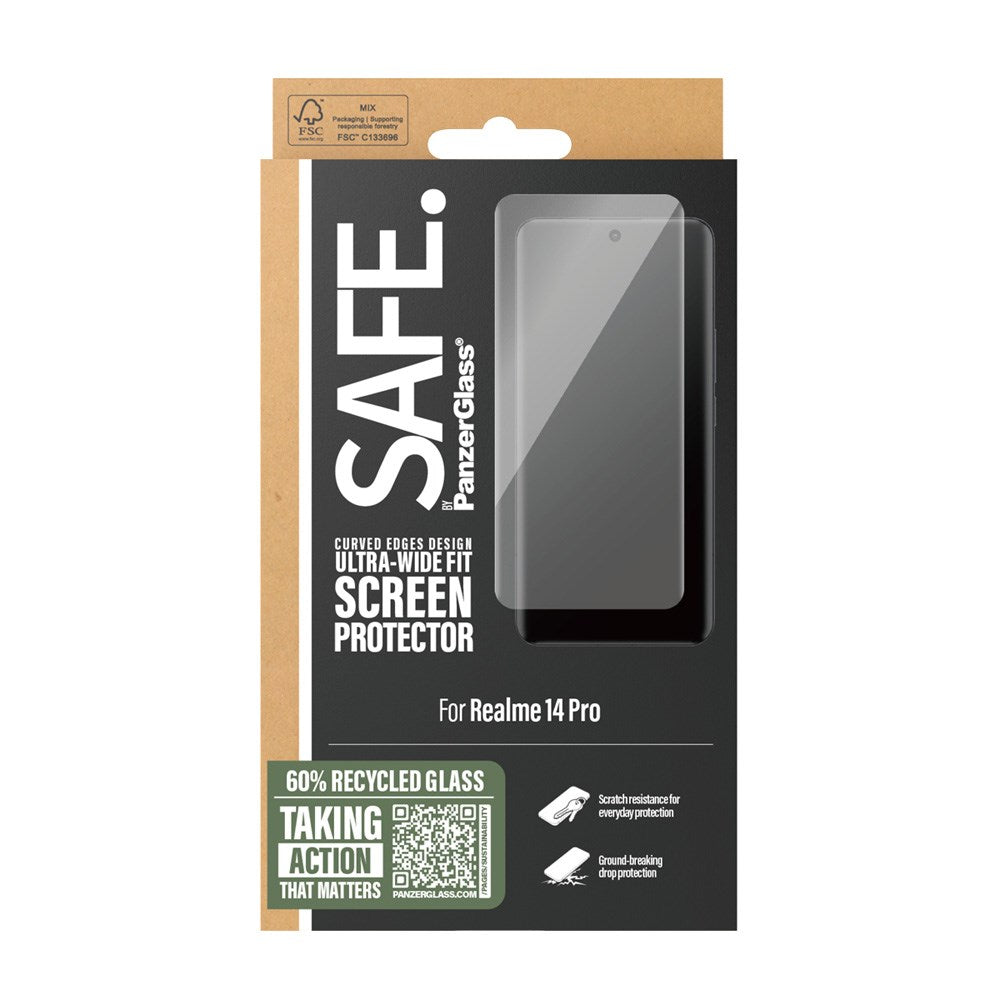 Realme 14 Pro SAFE by PanzerGlass Ultra-Wide Fit Skjermbeskyttelsesglass - Gjennomsiktig