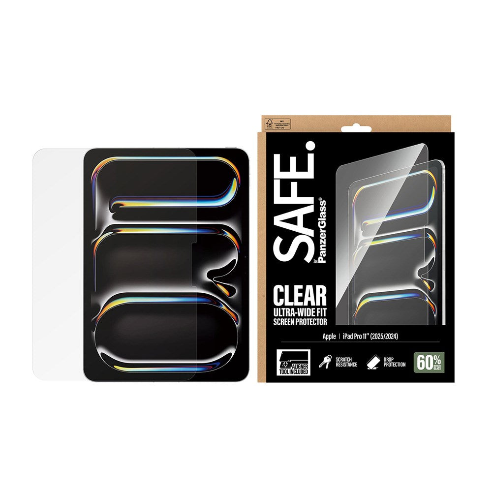 iPad Pro 11" (2025 / 2024) SAFE by PanzerGlass Ultra-Wide Fit Skjermbeskyttelsesglass med Installasjonsramme - Gjennomsiktig