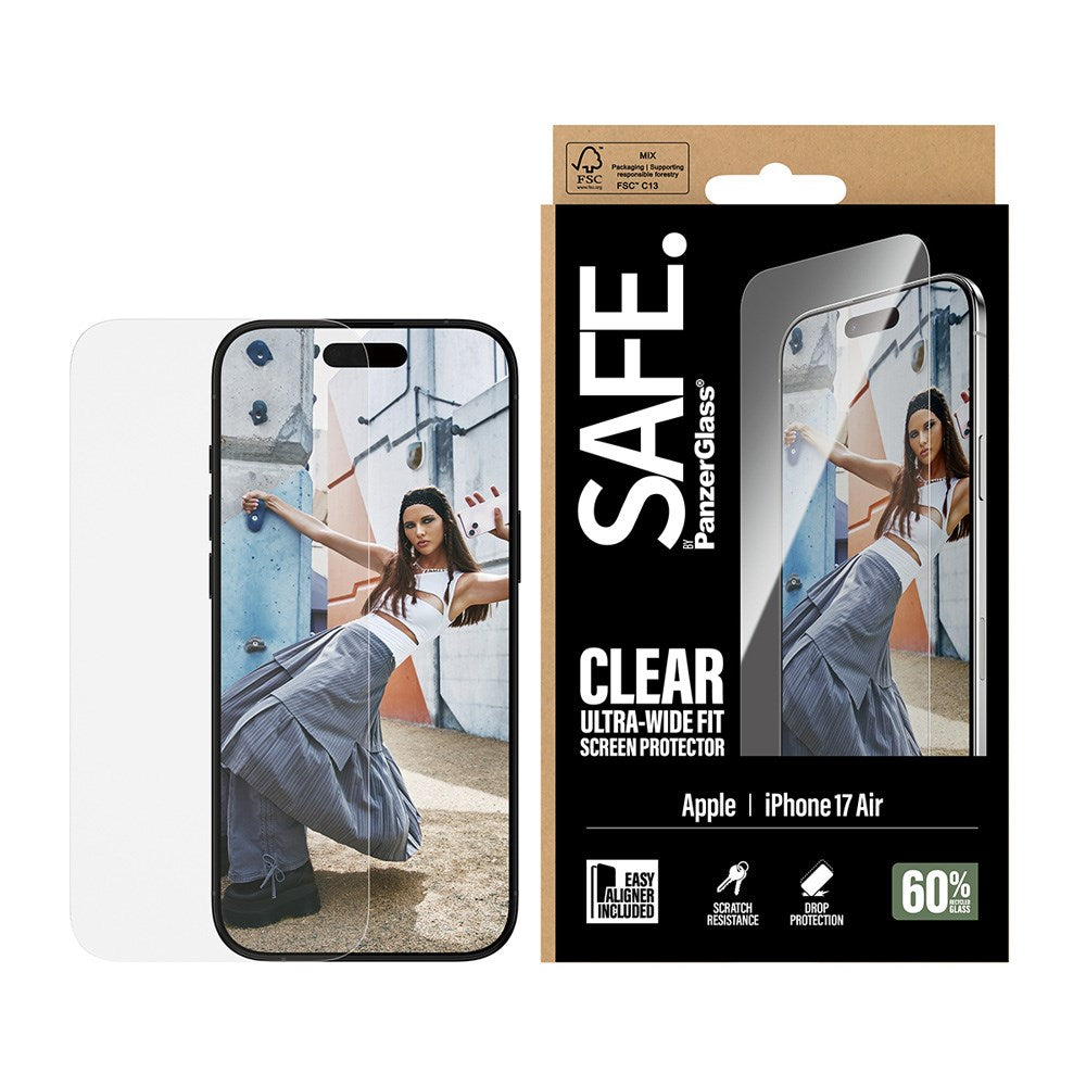 SAFE by PanzerGlass iPhone Air Ultra-Wide Fit Skjermbeskyttelsesglass - Gjennomsiktig