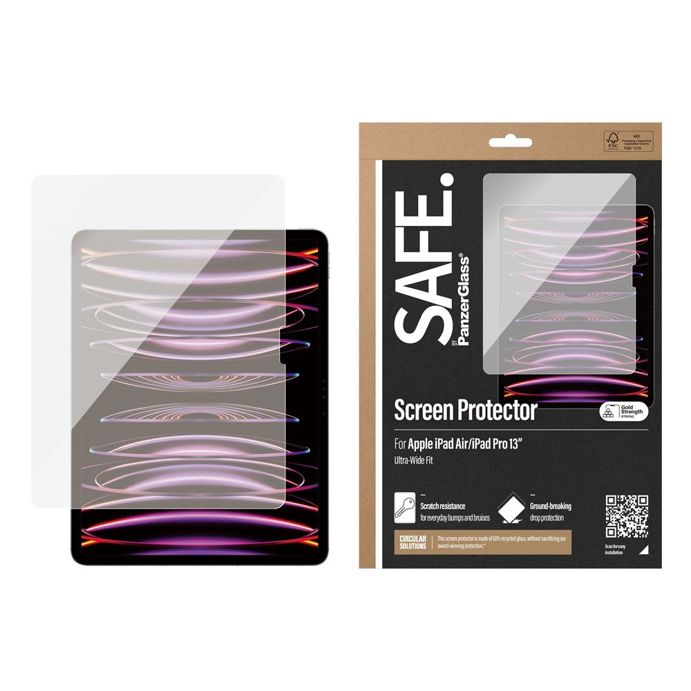 iPad Air 13" (2026 / 2025 / 2024) / Pro 13" (2025 / 2024) Safe By PanzerGlass® Ultra-Wide Fit Beskyttelsesglass - Case Friendly - Gjennomsiktig