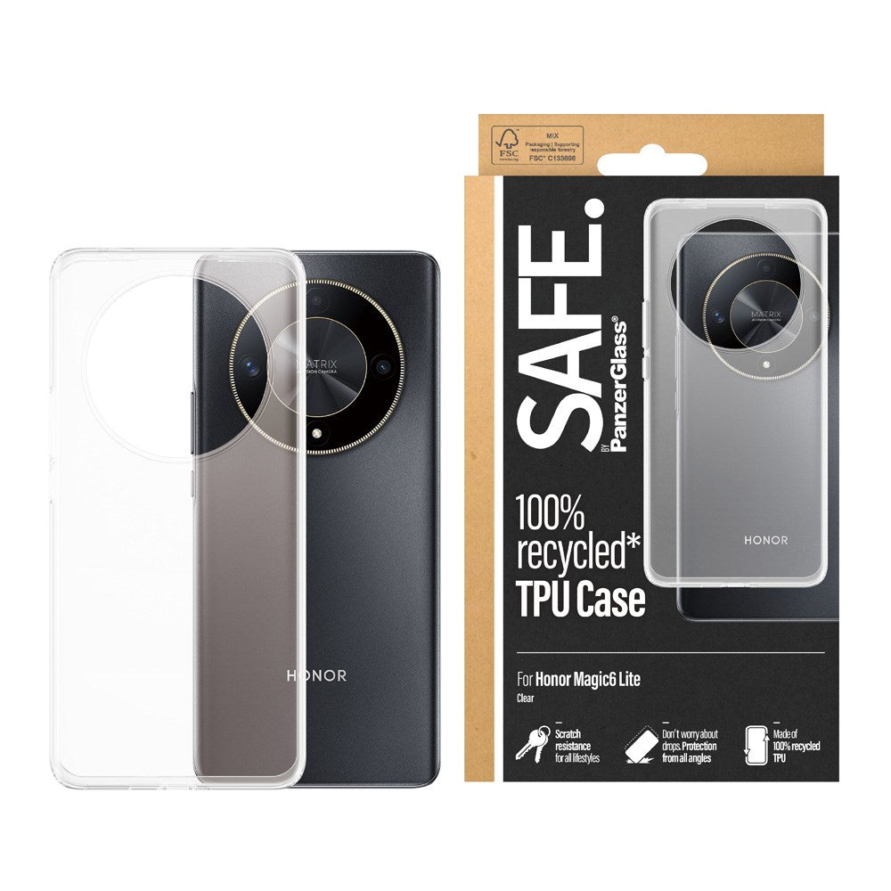 Honor Magic6 Lite Safe By PanzerGlass® Fleksibelt Plast Deksel - Gjennomsiktig