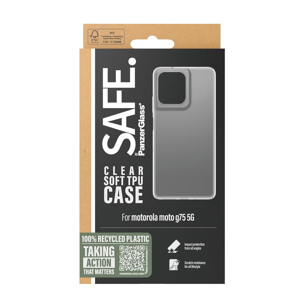 Motorola Moto G75 (5G) Safe By PanzerGlass® Fleksibelt Plast Deksel - Gjennomsiktig