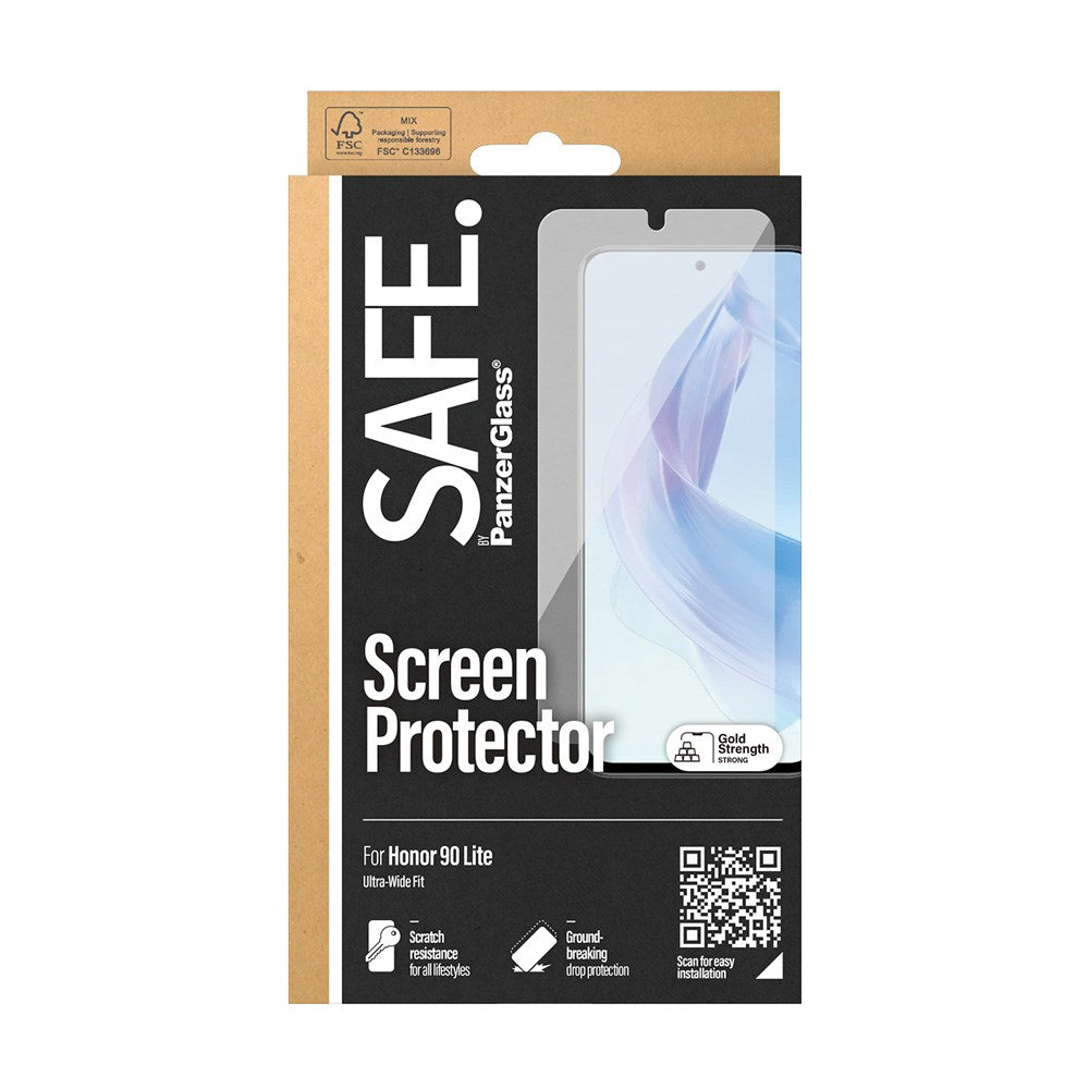 Honor 90 Lite Safe By PanzerGlass® Ultra-Wide Fit Beskyttelsesglass - Case Friendly - Gold Strength - Gjennomsiktig