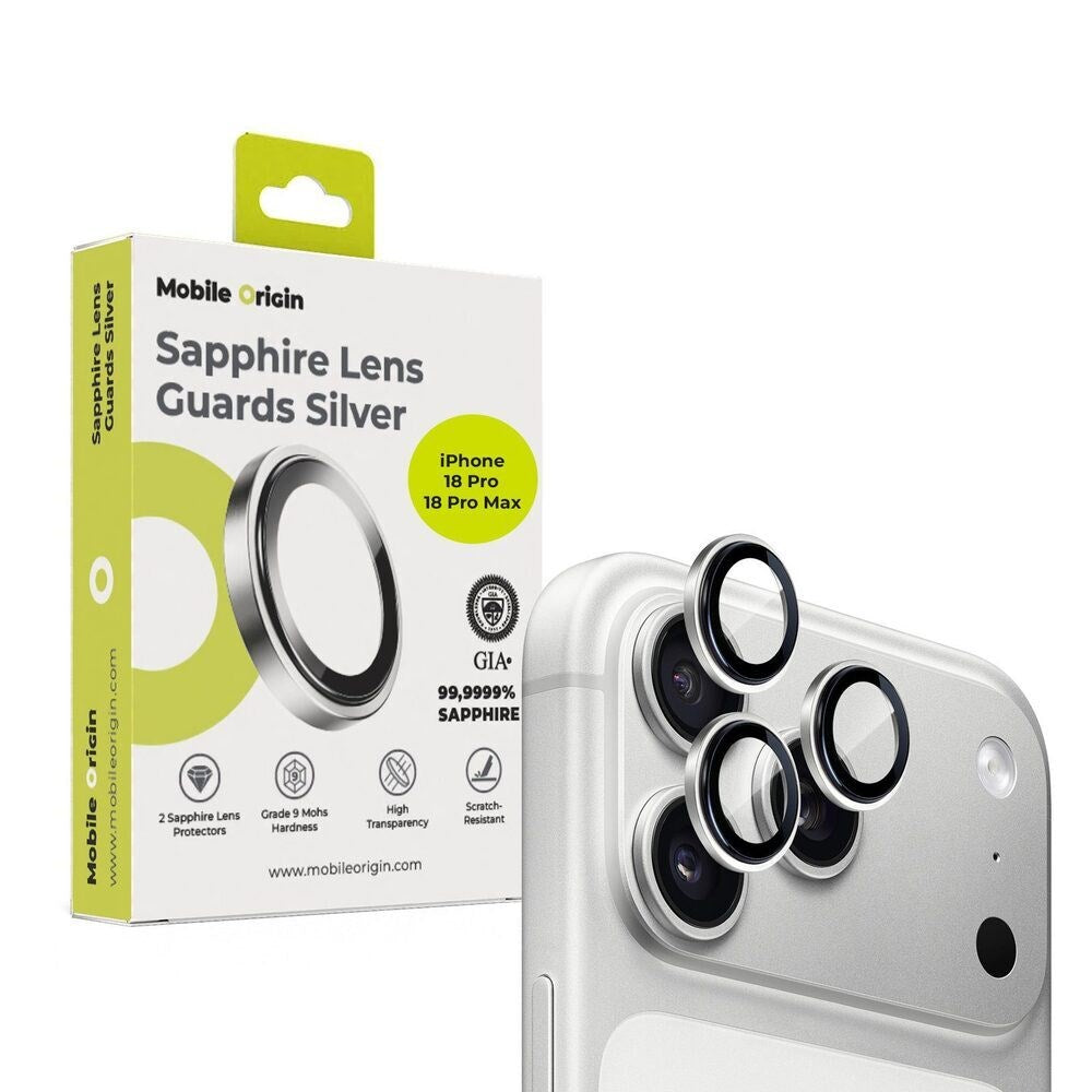 iPhone 18 Pro / 18 Pro Max Mobile Origin Sapphire Kameralinsebeskytter - Sølv
