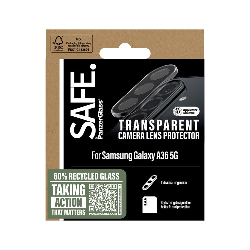 Samsung Galaxy A36 (5G) Safe By PanzerGlass Kamerabeskyttelse - Resirkulert glass - Gjennomsiktig