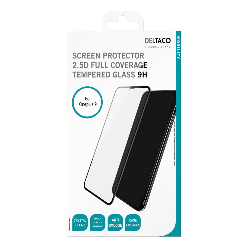 OnePlus 9 Deltaco Herdet Skjermbeskyttelsesglass - Gjennomsiktig / Svart Kant