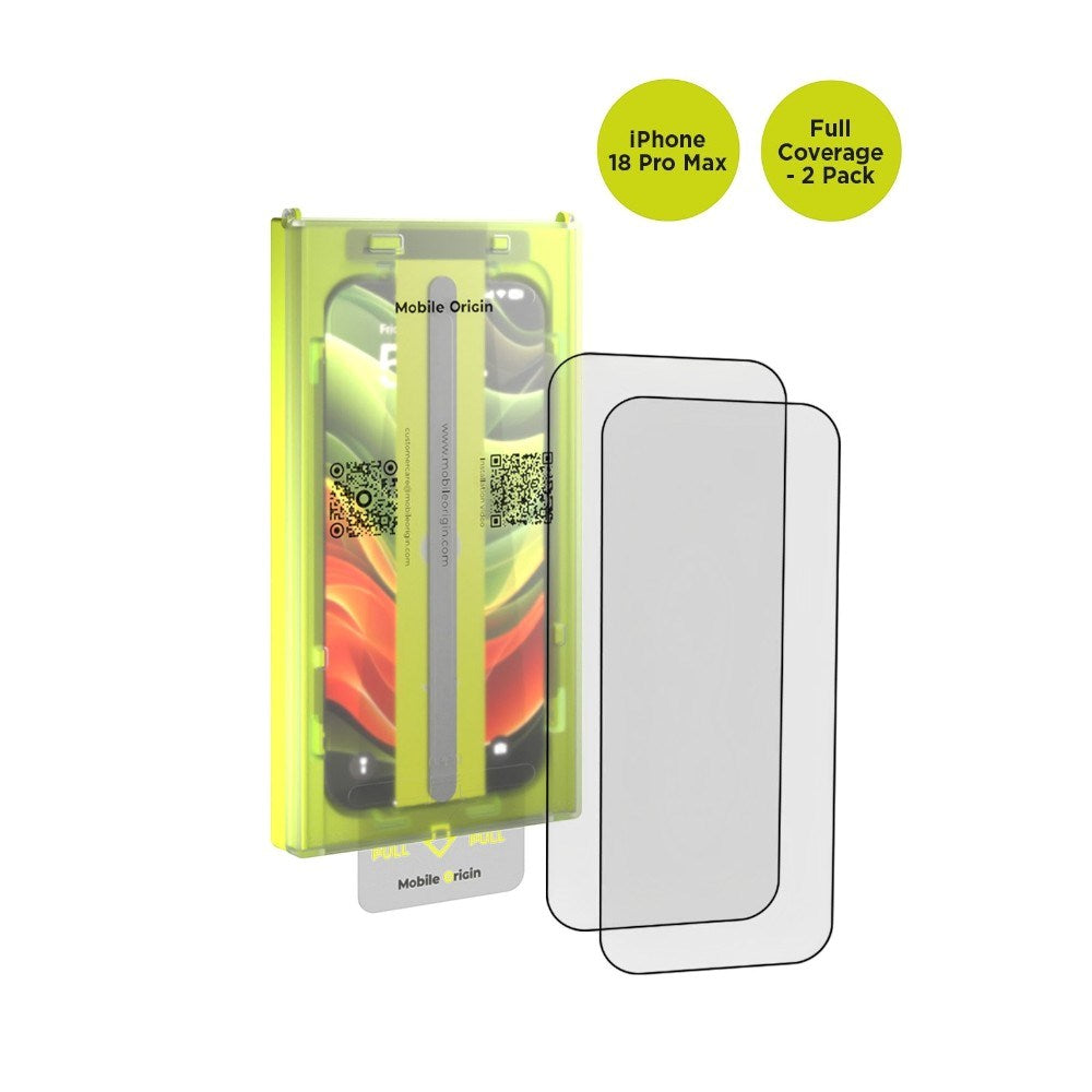 iPhone 18 Pro Max Mobile Origin Screen Guard Skjermbeskytterglass med Easy Applicator - 2 Stk. - Gjennomsiktig