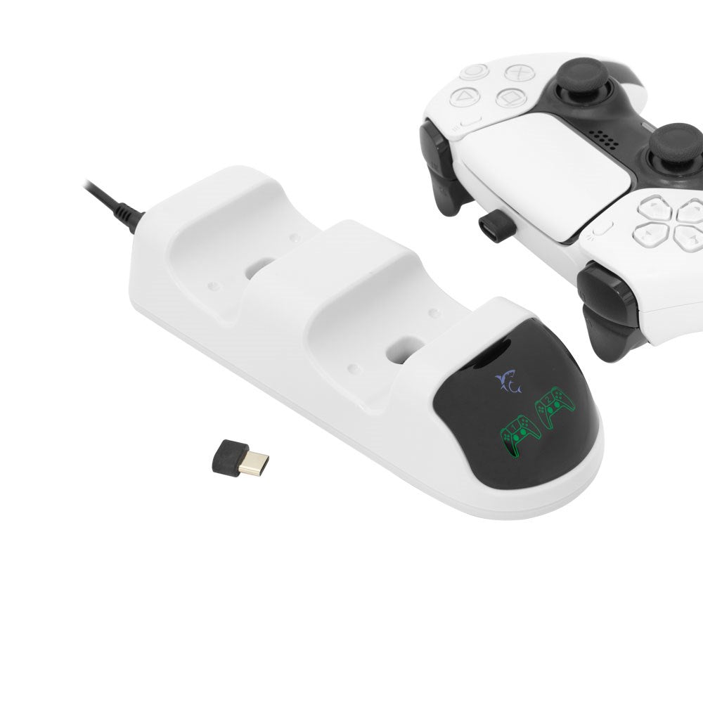 White Shark TAKEDOWN Ladestasjon for PS5 Controller – Hvit