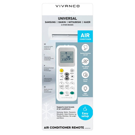 Vivanco Universal Fjernkontroll for Klimaanlegg med LCD-Skjerm - Hvit