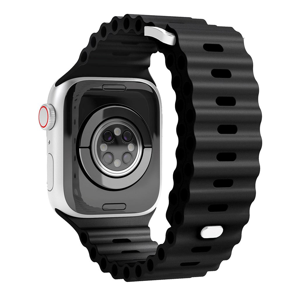 Vonmählen Apple Watch (38/40/SE/41/42mm) Wave Band Silikon Reim - Svart