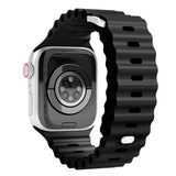 Vonmählen Apple Watch (38/40/SE/41/42mm) Wave Band Silikon Reim - Svart