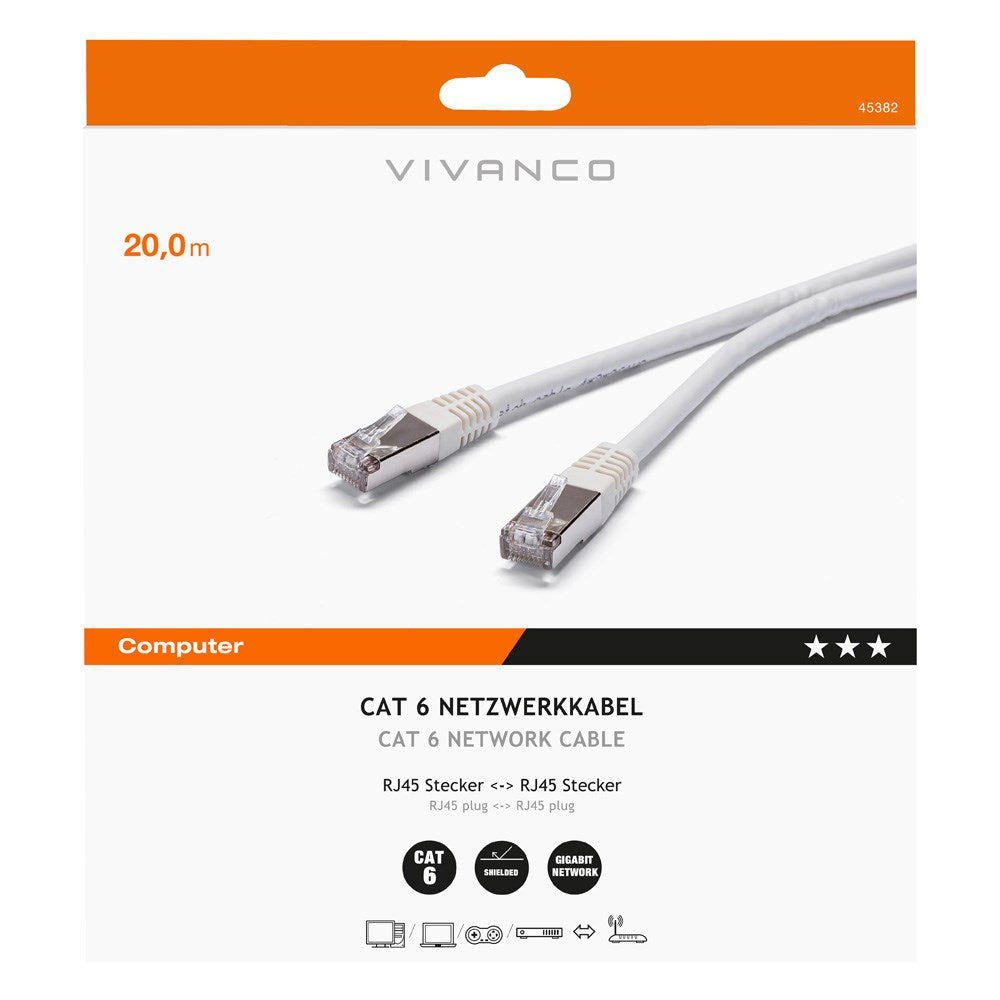 Nettverkskabel RJ45 Cat 6 M-M - 20m Sort