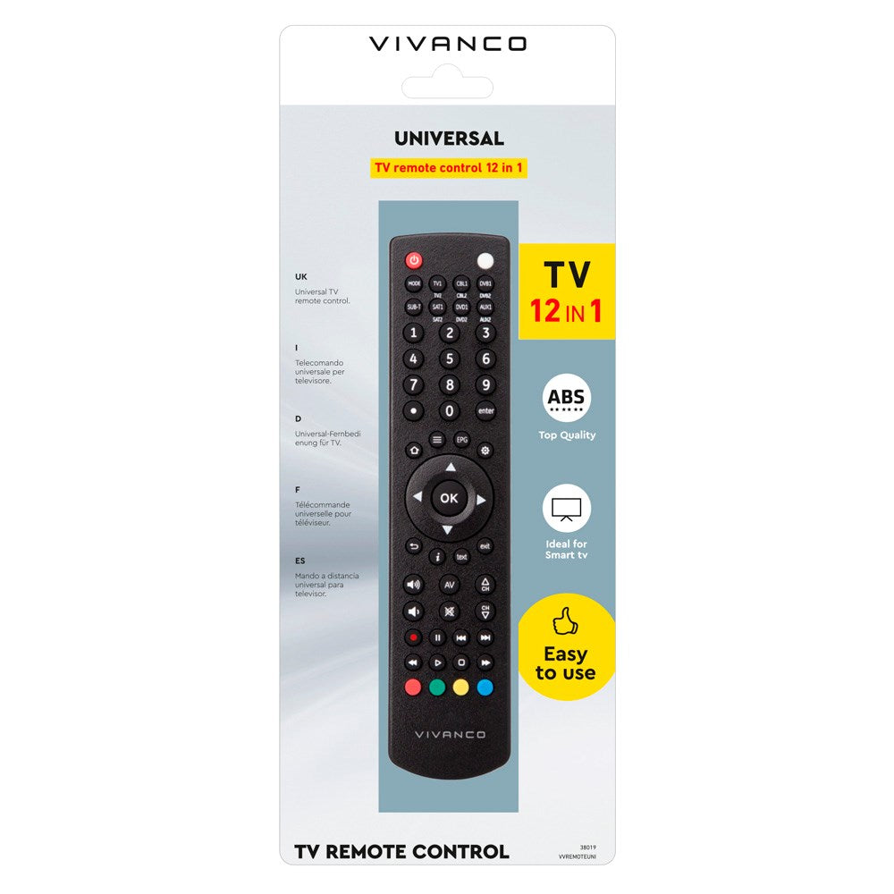 Vivanco Universalfjernkontroll for TV / Smart-TV / DVD-Spiller - Svart