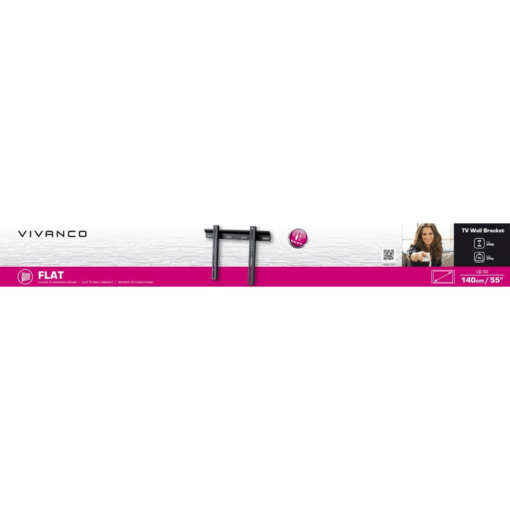 Vivanco Fast TV-Veggfeste for 35 kg / 55" - Svart