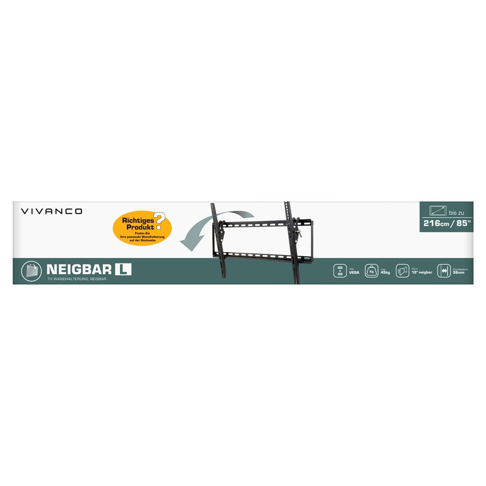 Vivanco TV-Veggfeste - Vippefunksjon - 45 kg / 85" - Svart