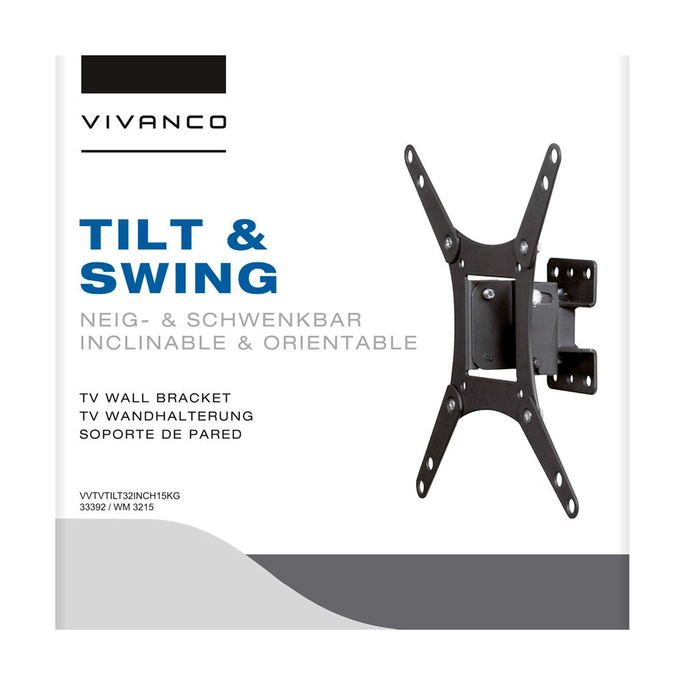 Vivanco TV-Veggfeste - 15 kg / 43" - Svart