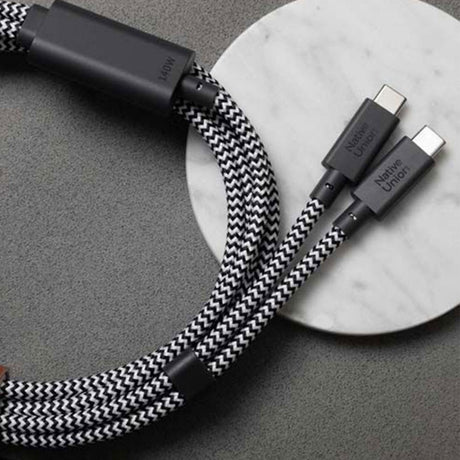 Native Union 2-i-1 USB-C til USB-C Kabel 140W - 2m - Zebra